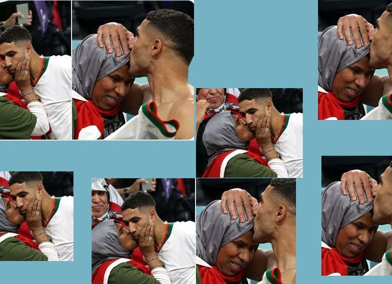اشرف حكيمي نجم منتخب المغرب مع والدته يحتفل بالفوز شاهد اهداف المغرب في بلجيكا